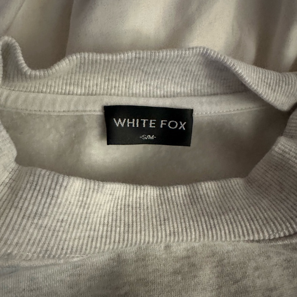 white fox white crewneck w/ Blue Text